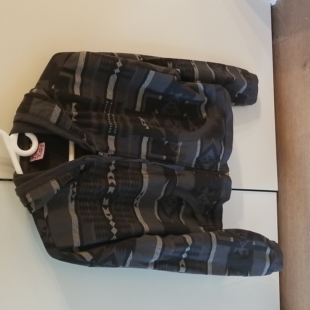 L A Kitty Hoodie Sz XL Grey/Black Aztec design